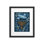 Happy Hanukkah Menorah Dark Blue Framed Art Print Gallery Image 4