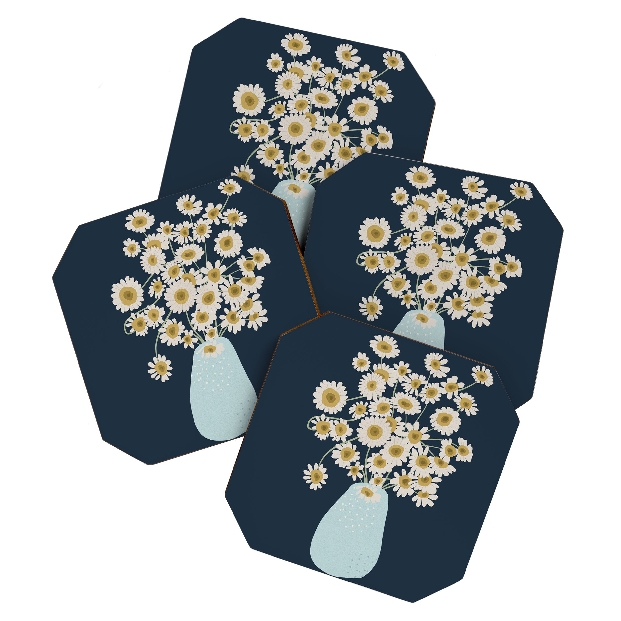 yellow flowers in blue vase Coaster Gallery Image 1