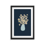 yellow flowers in blue vase Framed Art Print Gallery Image 3