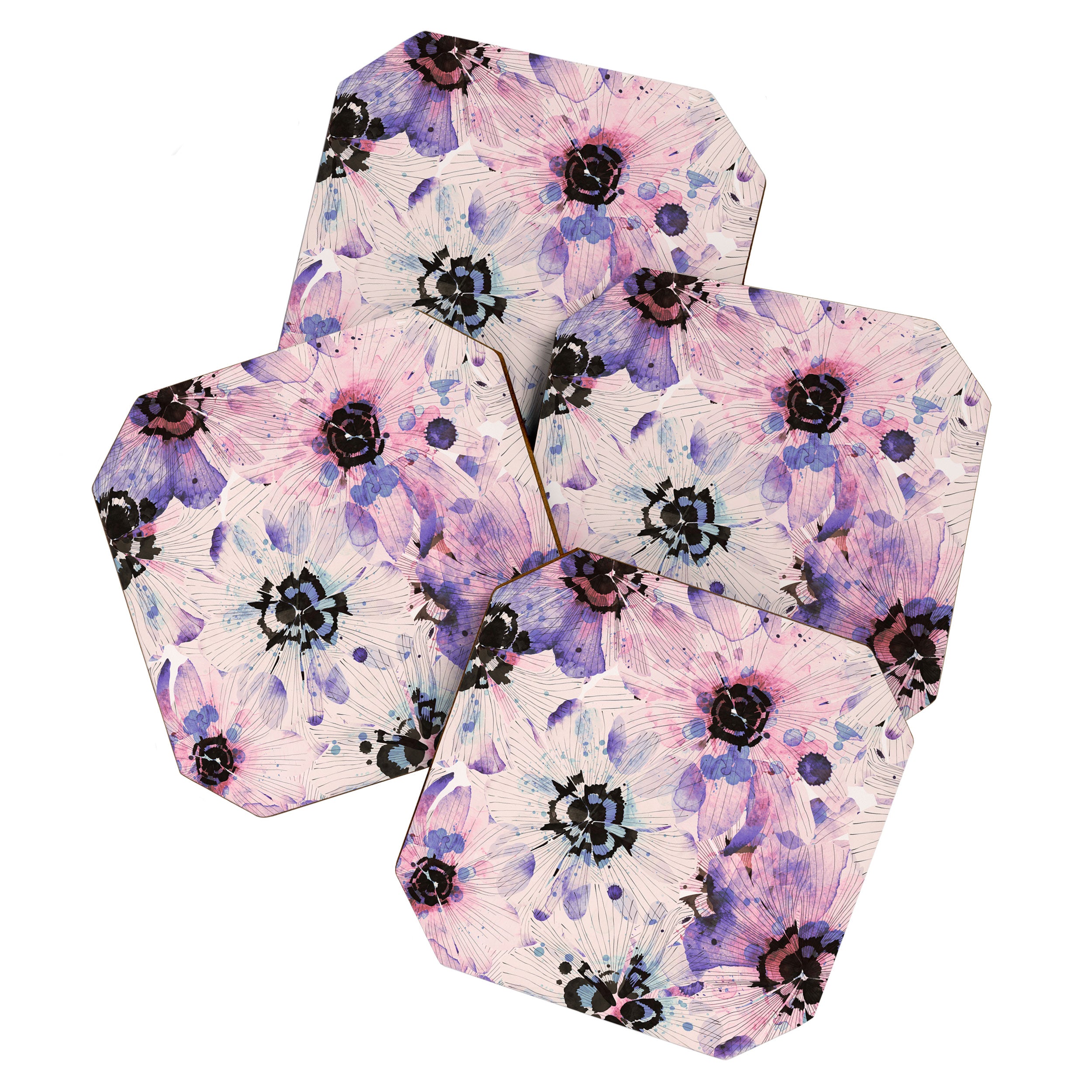 Abstract flowered paint modern Coaster Gallery Image 1
