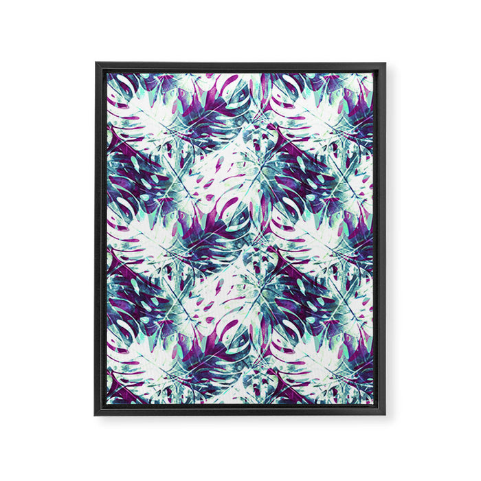 Abstract leaf monstera violet Framed Canvas Print Gallery Image 1