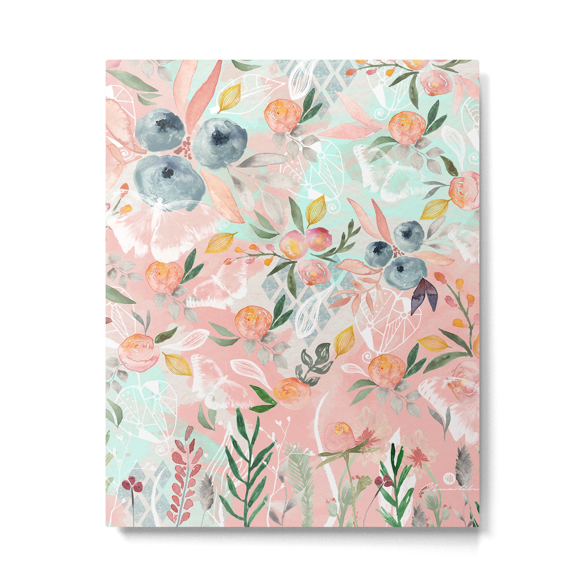 Abstract painting of flowers and plants Metal Print Gallery Image 6