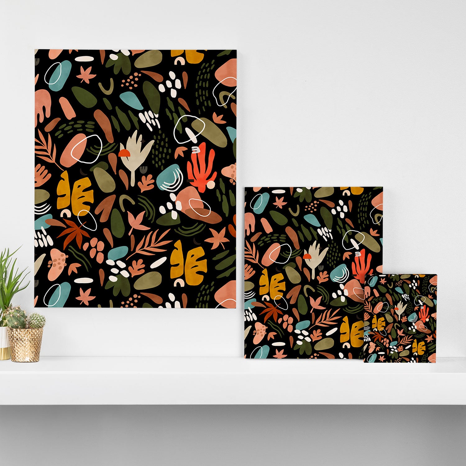 Abstract shapes of dark modern nature Canvas Print Gallery Image 3