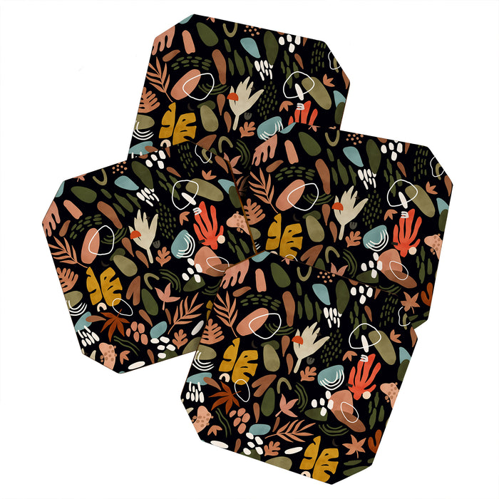 Abstract shapes of dark modern nature Coaster Gallery Image 1
