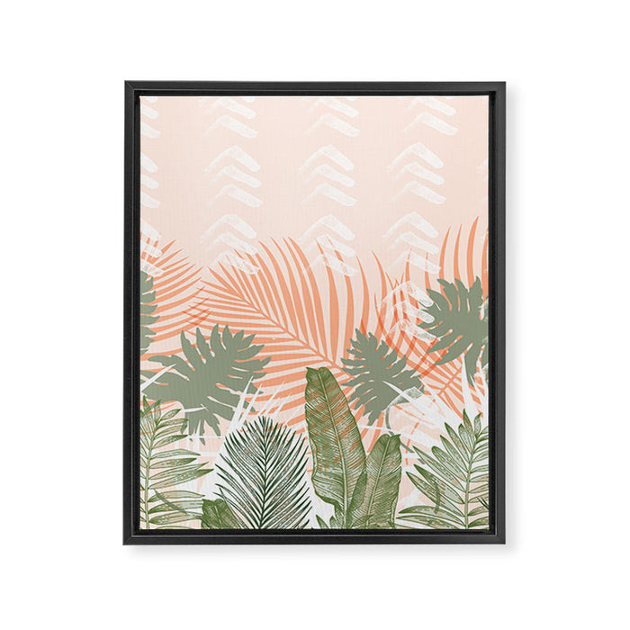 Abstract tropical plants pastel Framed Canvas Print Gallery Image 1