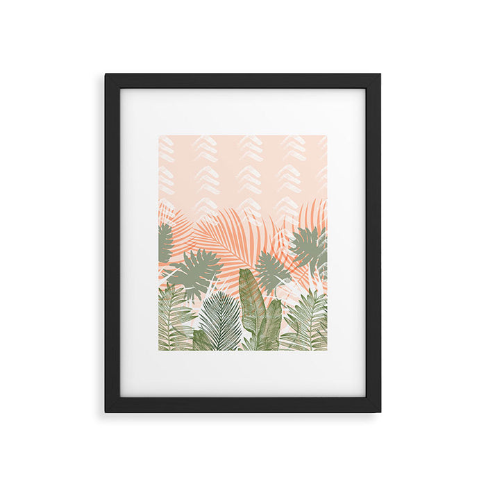 Abstract tropical plants pastel Framed Art Print Gallery Image 1