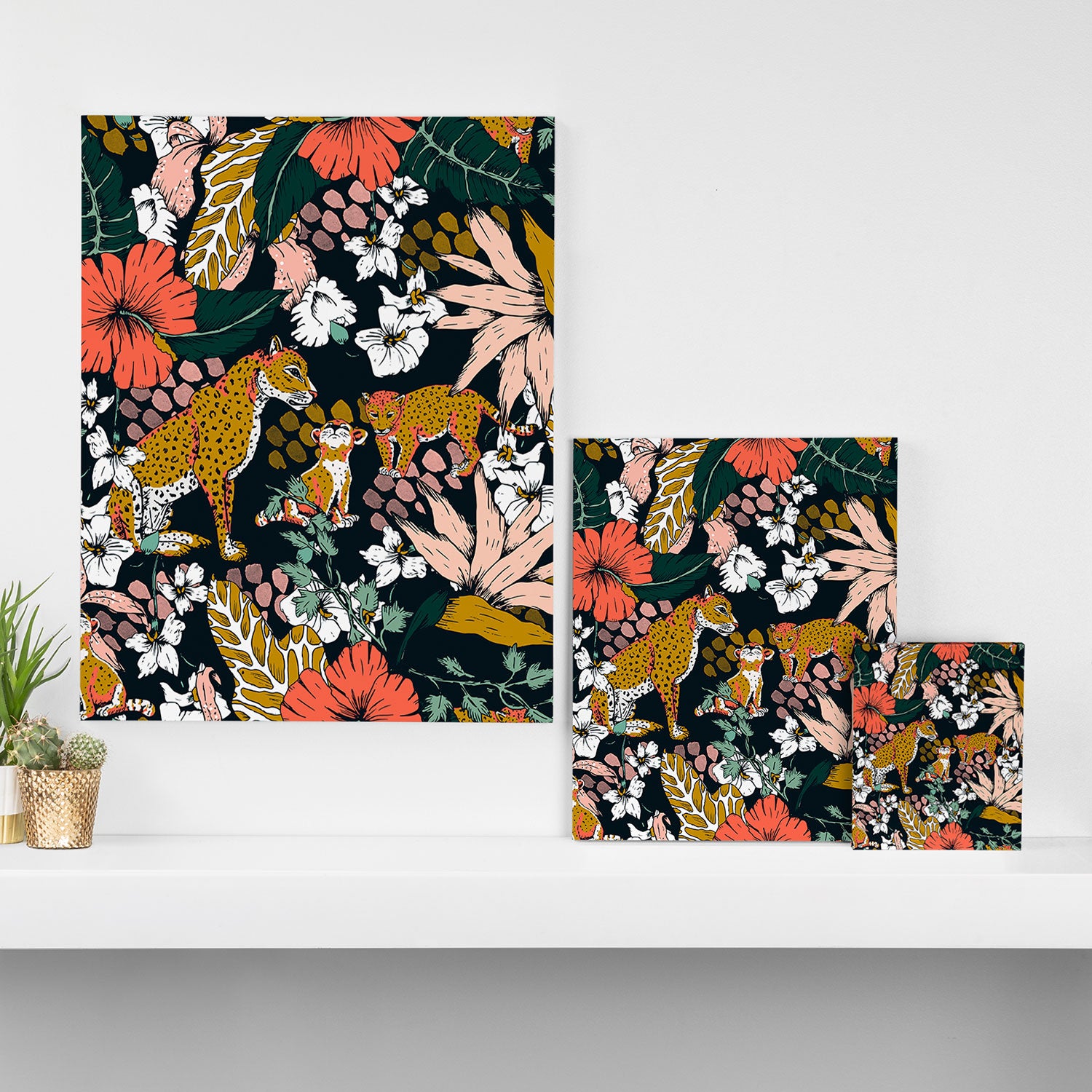Animal print dark jungle Canvas Print Gallery Image 3