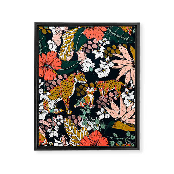 Animal print dark jungle Framed Canvas Print Gallery Image 1