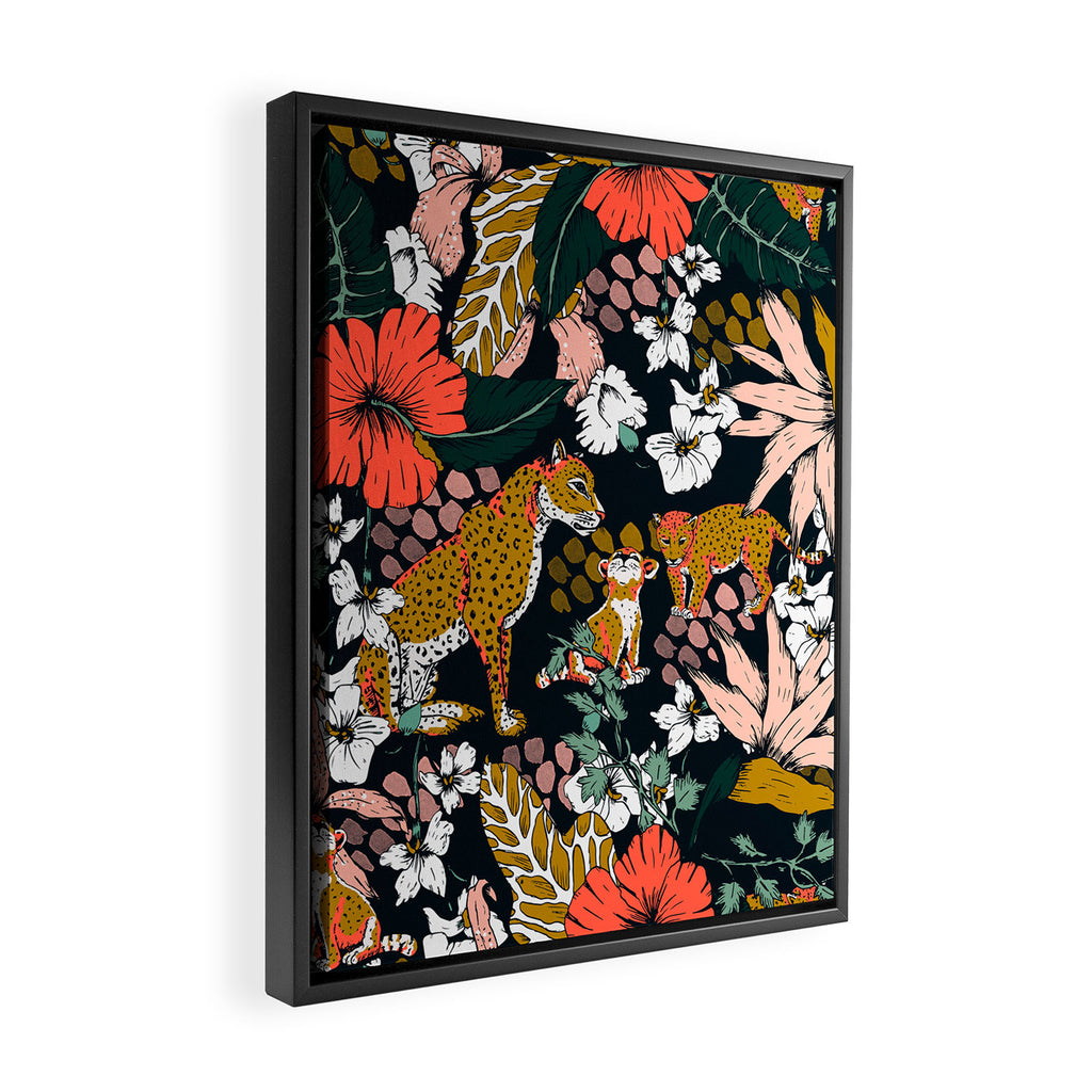 Animal print dark jungle Framed Canvas Print Gallery Image 2