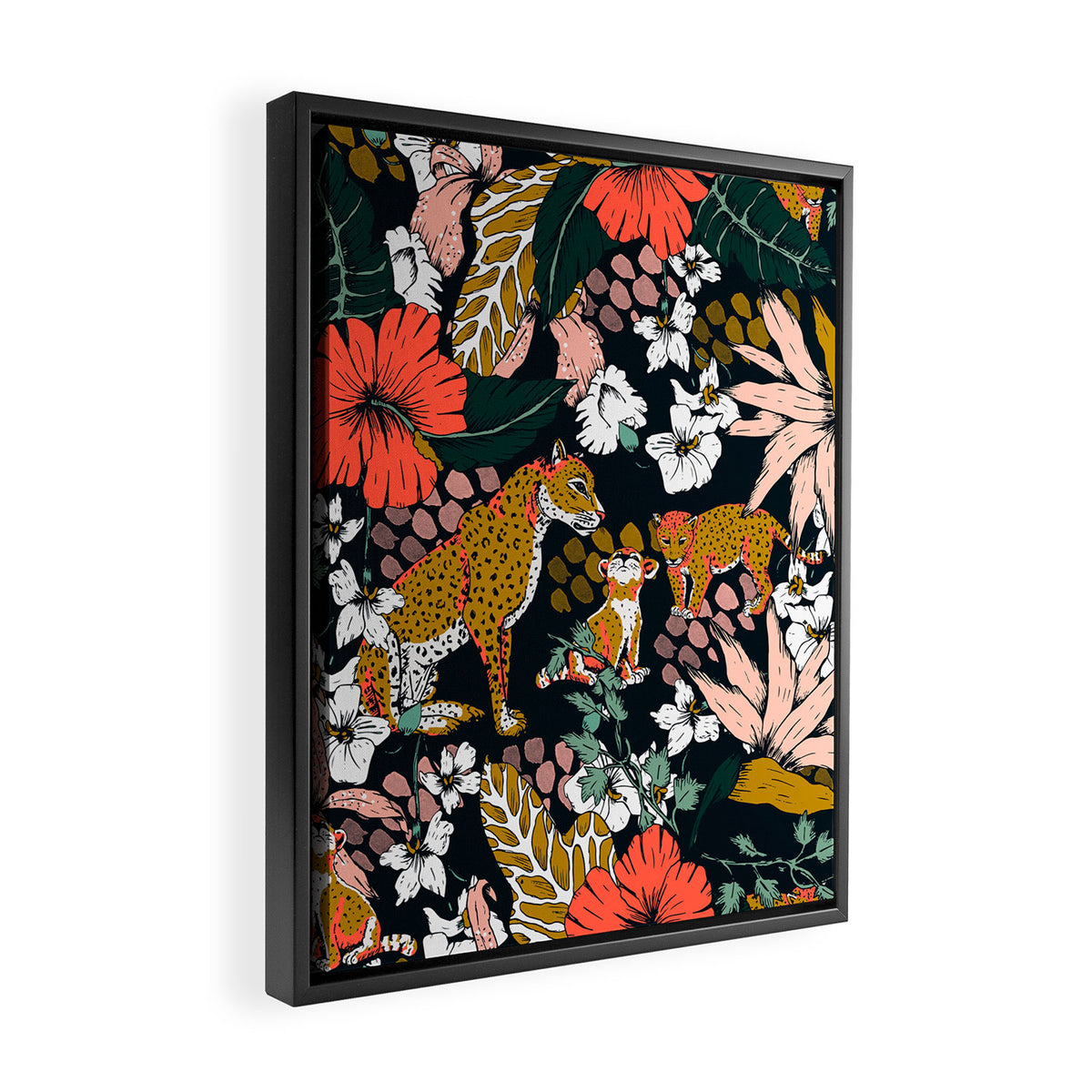 Animal print dark jungle Framed Canvas Print Gallery Image 2