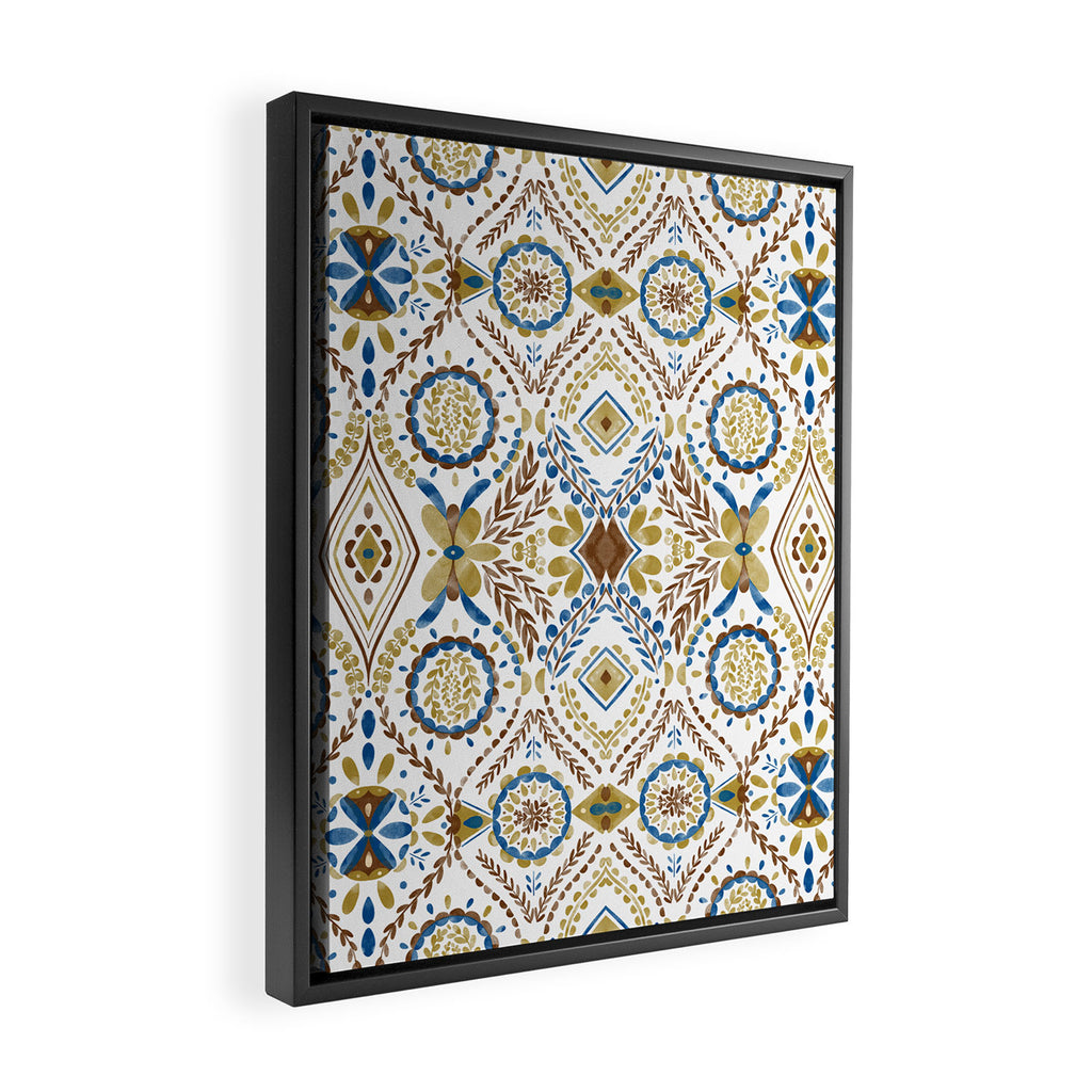 Artisan Tile Essence Flowery Framed Canvas Print Gallery Image 2