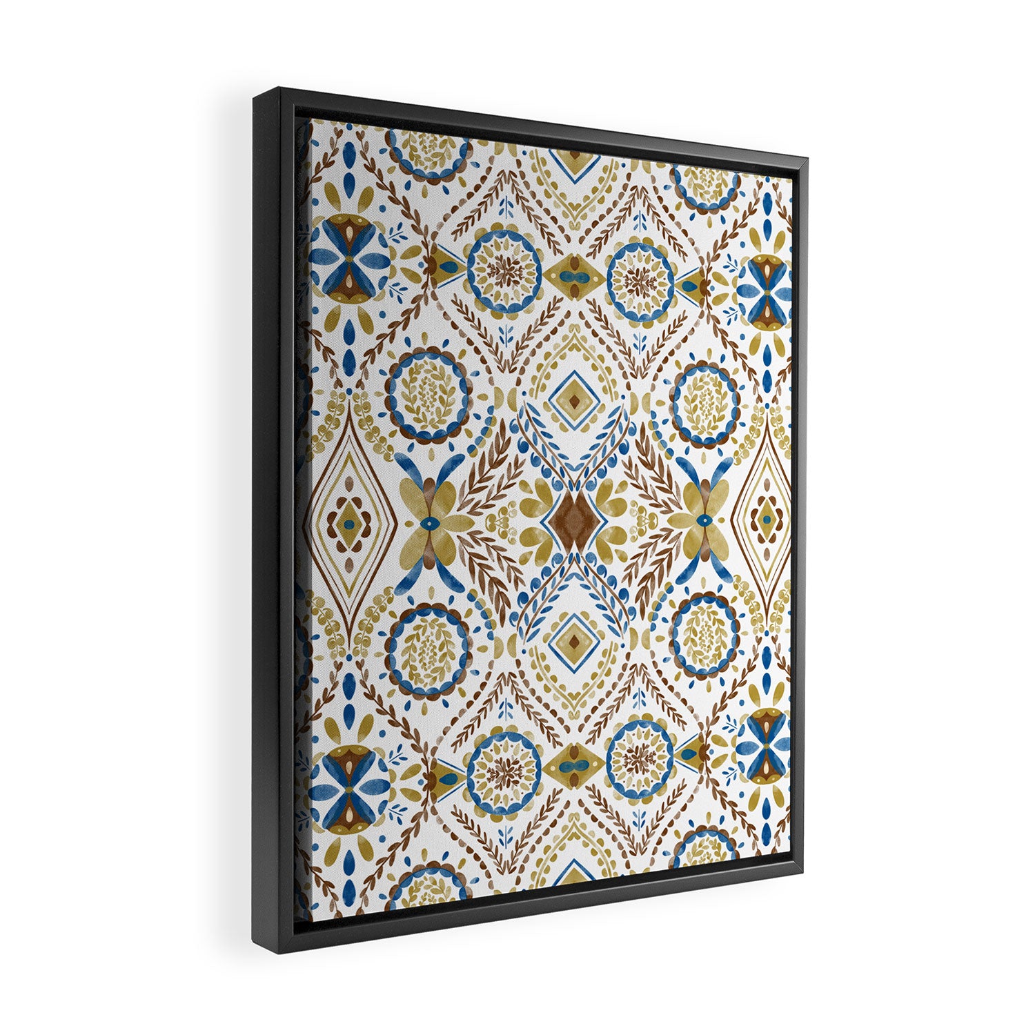 Artisan Tile Essence Flowery Framed Canvas Print Gallery Image 2