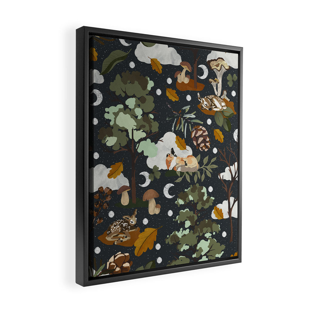 Baby animals in the dark forest DK Framed Canvas Print Gallery Image 2