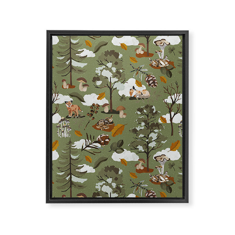 Baby animals in the leafy forest G Framed Canvas Print Gallery Image 8