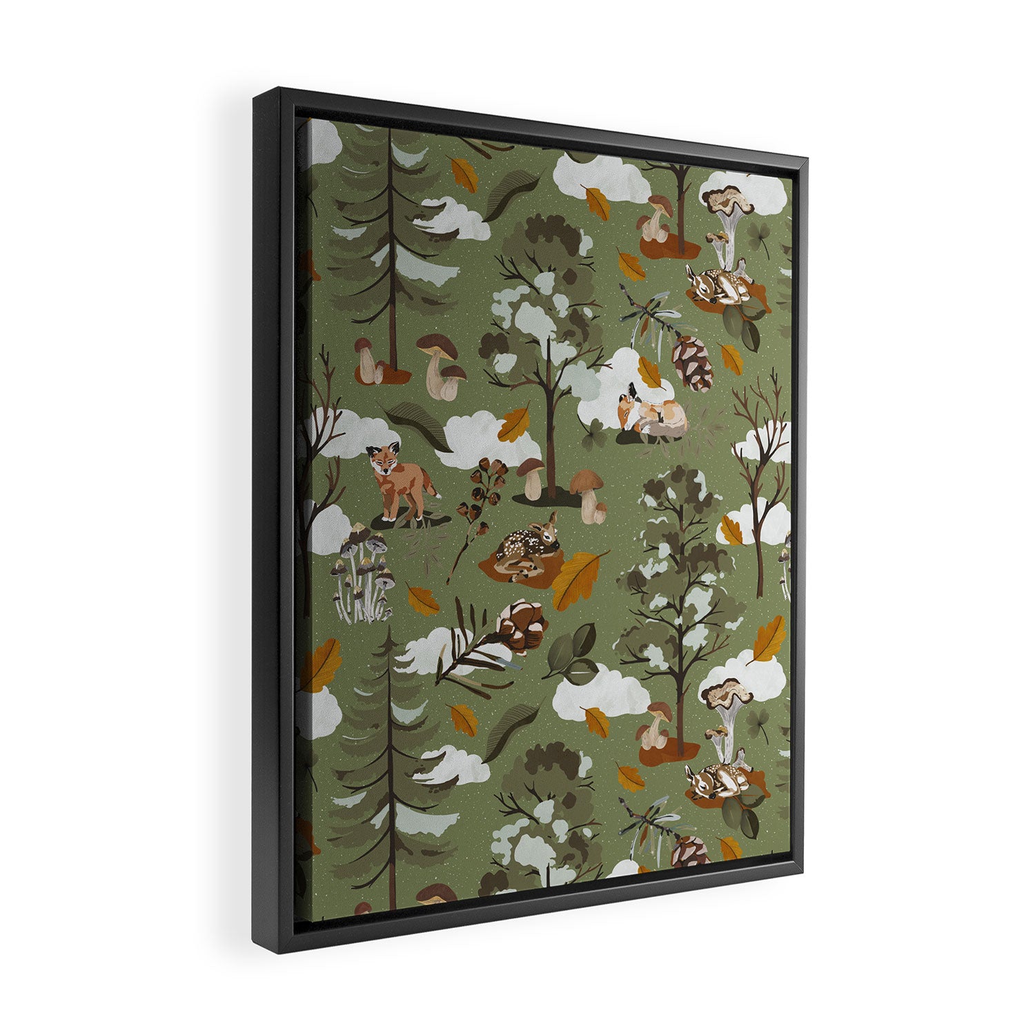 Baby animals in the leafy forest G Framed Canvas Print Gallery Image 2