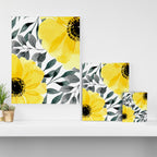Big yellow watercolor flowers Canvas Print Gallery Image 3