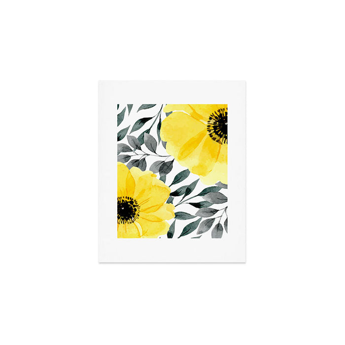 Big yellow watercolor flowers Art Print Gallery Image 1
