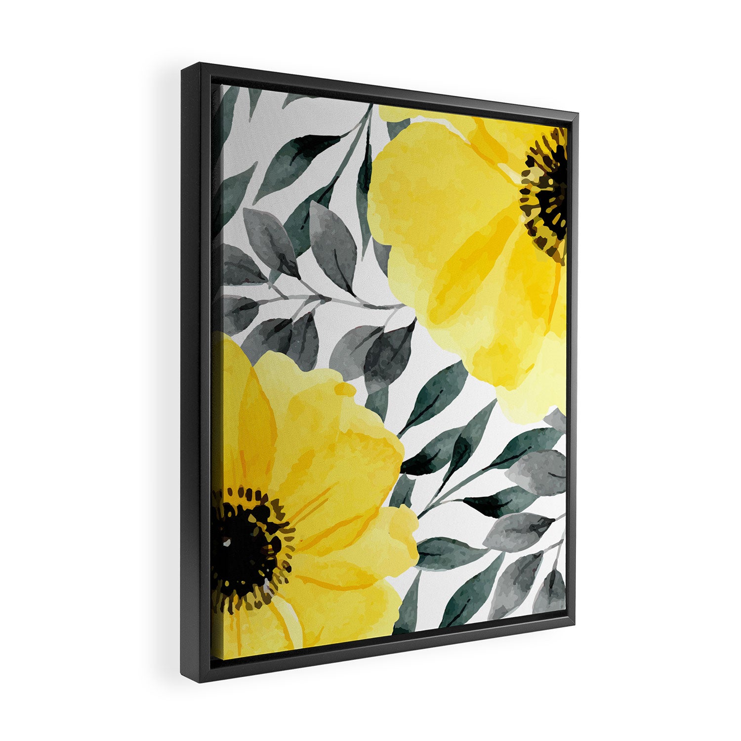 Big yellow watercolor flowers Framed Canvas Print Gallery Image 2