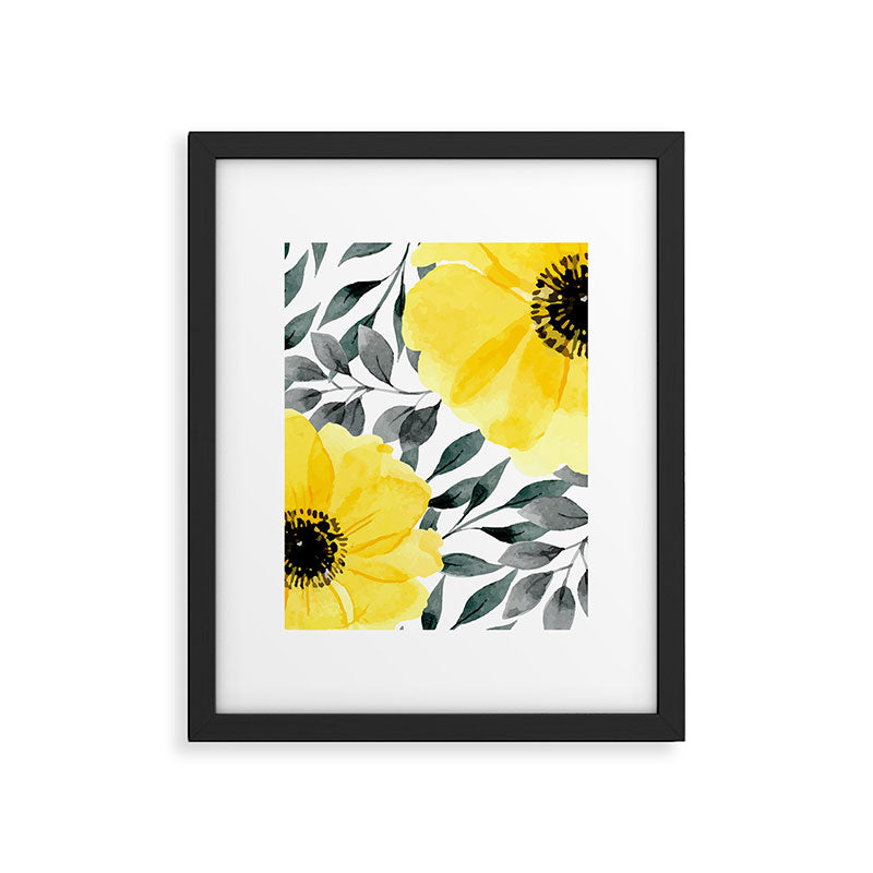 Big yellow watercolor flowers Framed Art Print Gallery Image 6