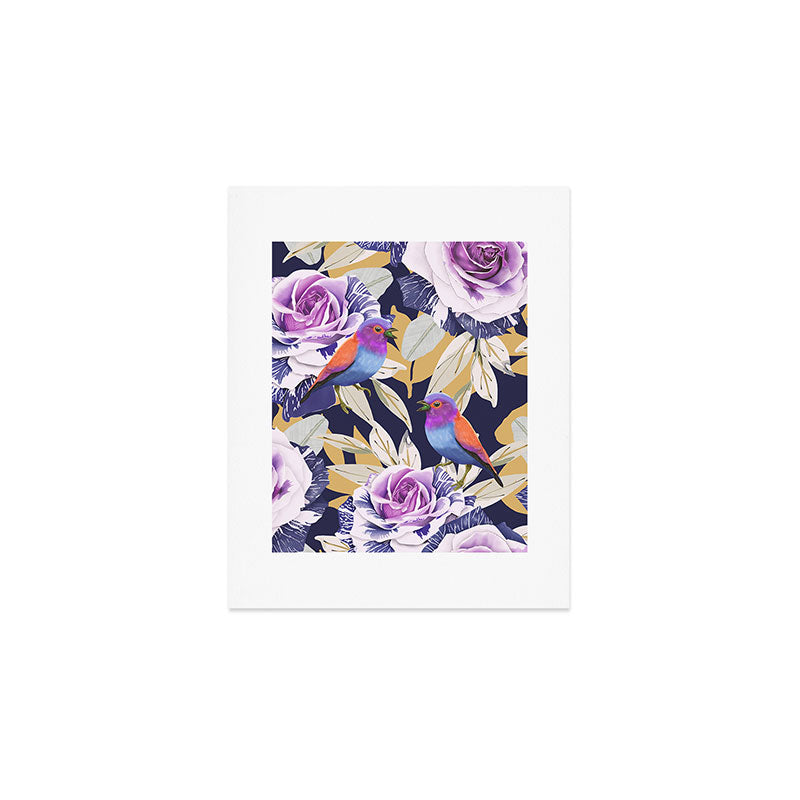 Bird in the rose bush D Art Print Gallery Image 1