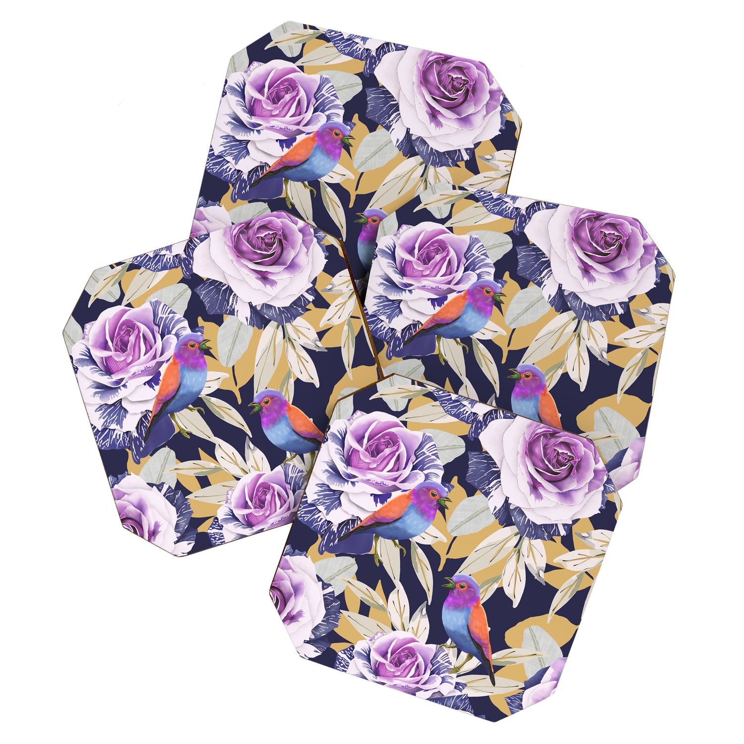 Bird in the rose bush D Coaster Gallery Image 1