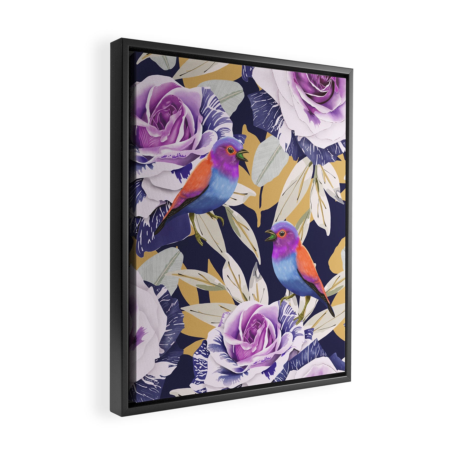 Bird in the rose bush D Framed Canvas Print Gallery Image 2