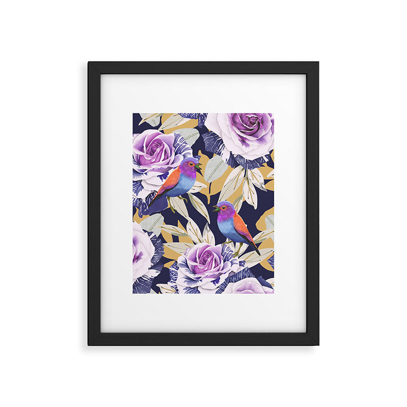Bird in the rose bush D Framed Art Print Gallery Image 6