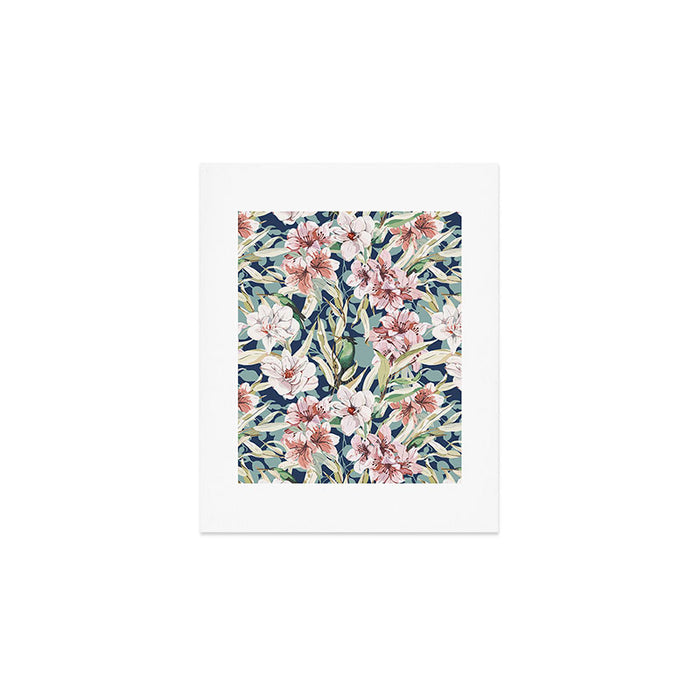Birds in lush night garden flowers Art Print Gallery Image 1