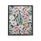 Birds in lush night garden flowers Framed Canvas Print Gallery Image 8