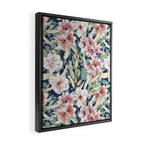 Birds in lush night garden flowers Framed Canvas Print Gallery Image 2