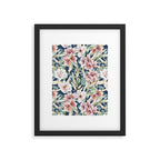 Birds in lush night garden flowers Framed Art Print Gallery Image 6