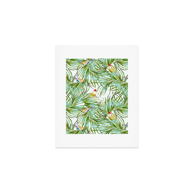 Birds on the leaves of the jungle Art Print Gallery Image 1