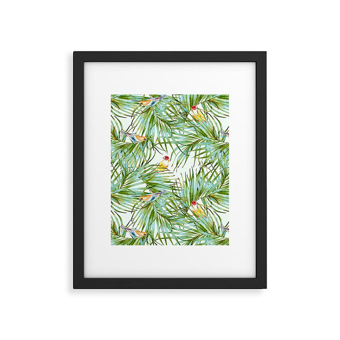 Birds on the leaves of the jungle Framed Art Print Gallery Image 1