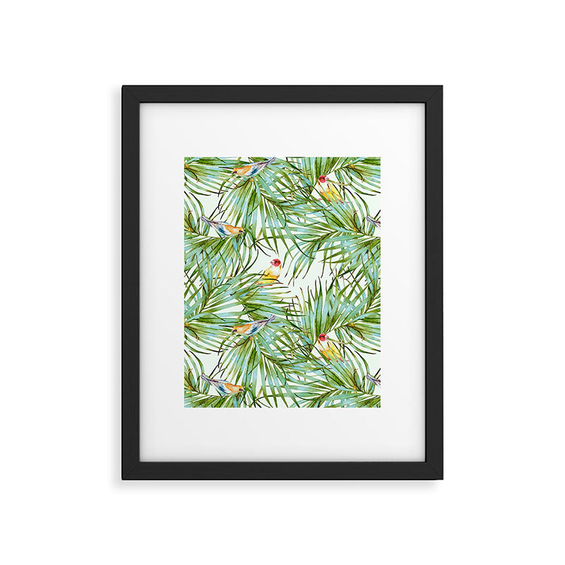 Birds on the leaves of the jungle Framed Art Print Gallery Image 6