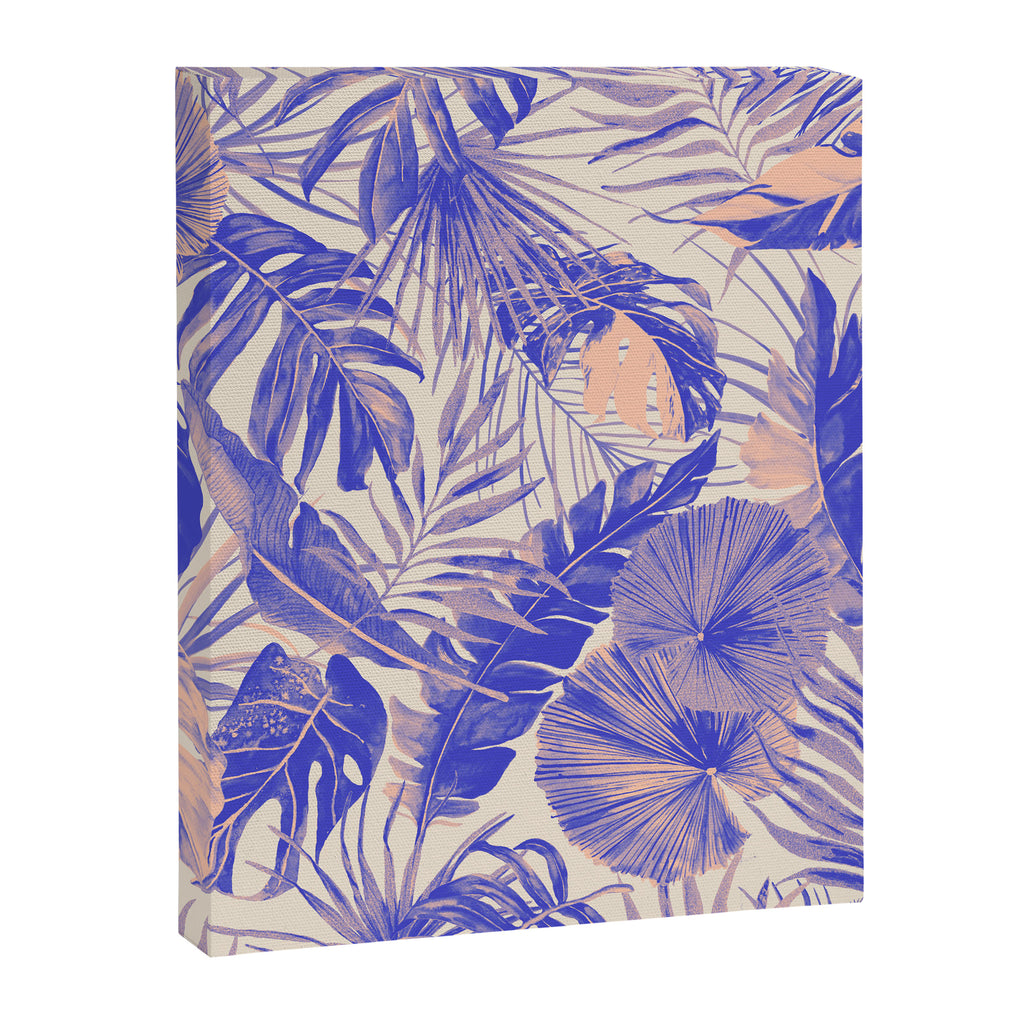 Blue and pink leafy jungle J Canvas Print Gallery Image 8