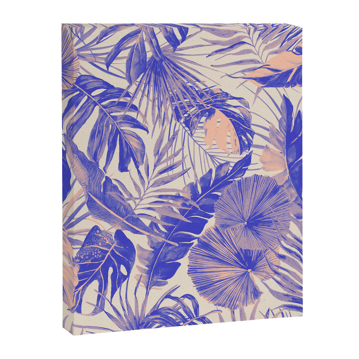 Blue and pink leafy jungle J Canvas Print Gallery Image 1