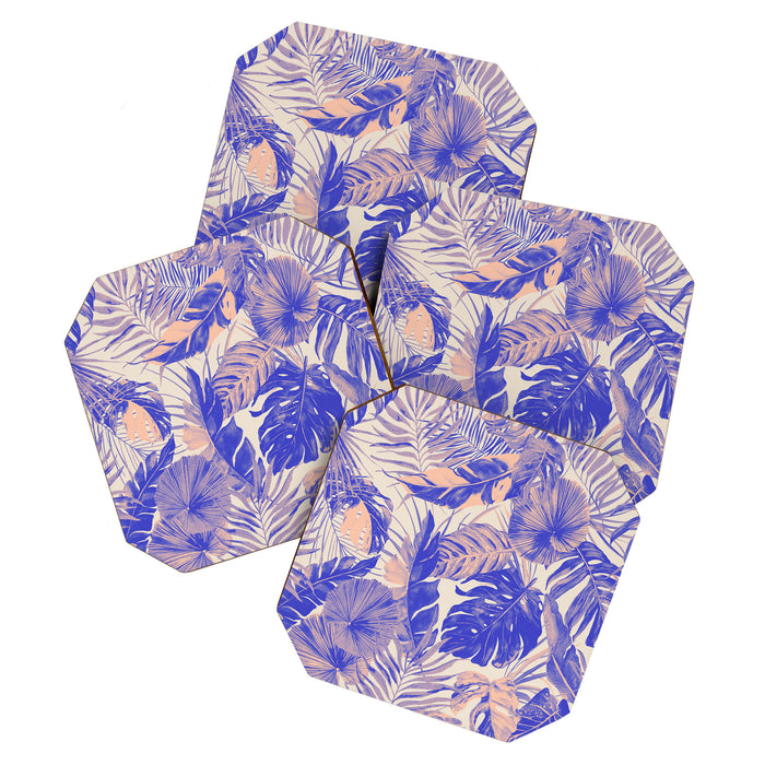 Blue and pink leafy jungle J Coaster Gallery Image 1
