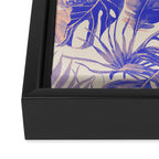Blue and pink leafy jungle J Framed Canvas Print Gallery Image 3