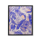 Blue and pink leafy jungle J Framed Canvas Print Gallery Image 8