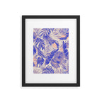 Blue and pink leafy jungle J Framed Art Print Gallery Image 6