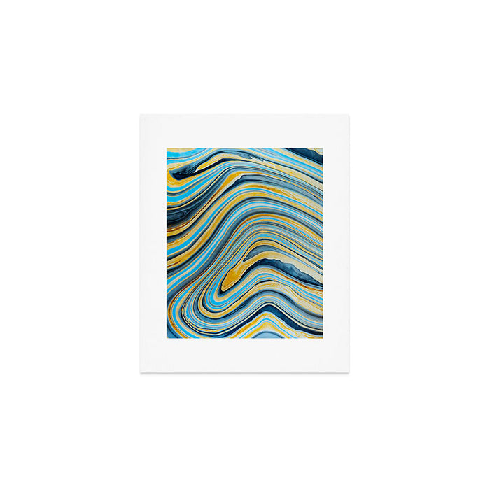 Blue marbled waves Art Print Gallery Image 1