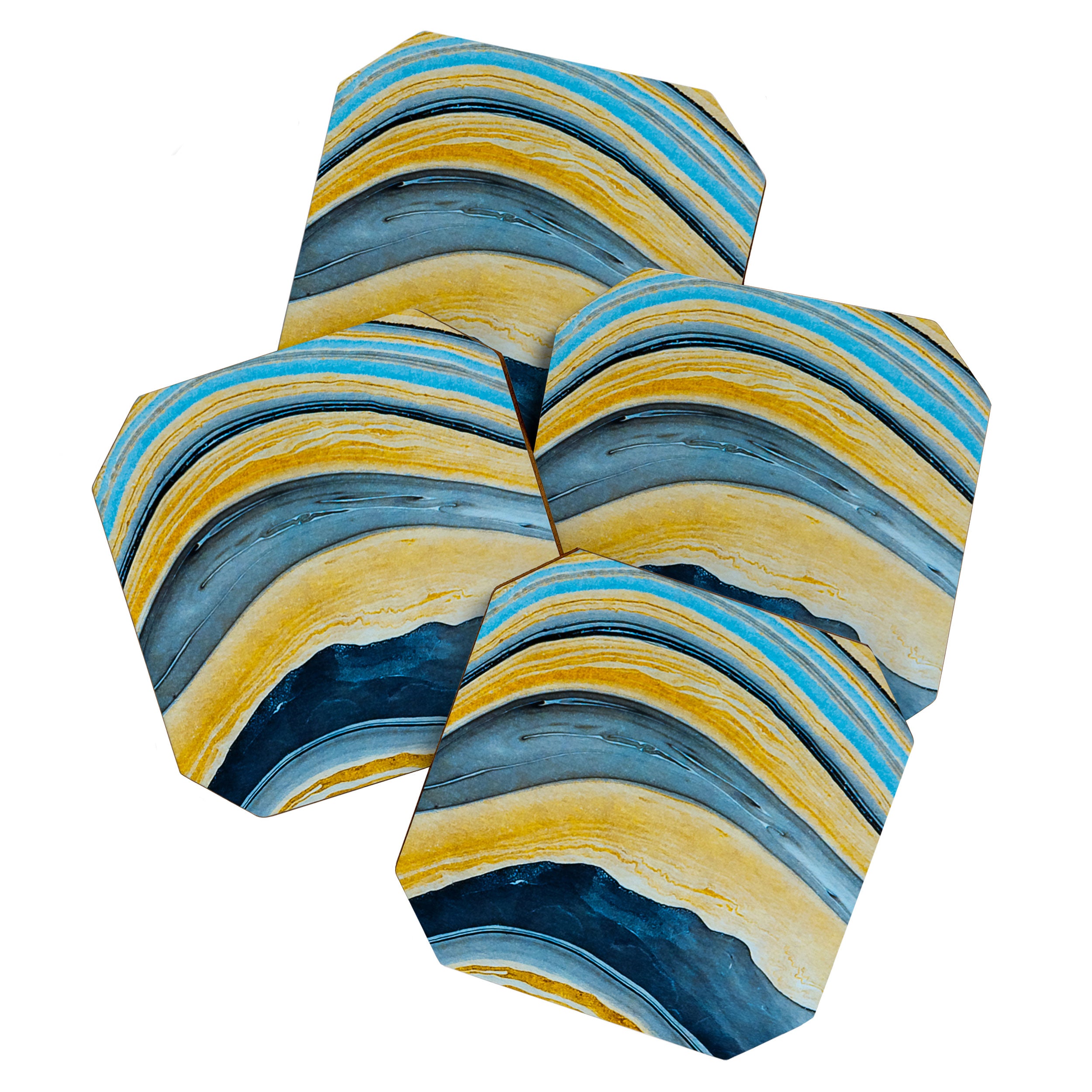 Blue marbled waves Coaster Gallery Image 1