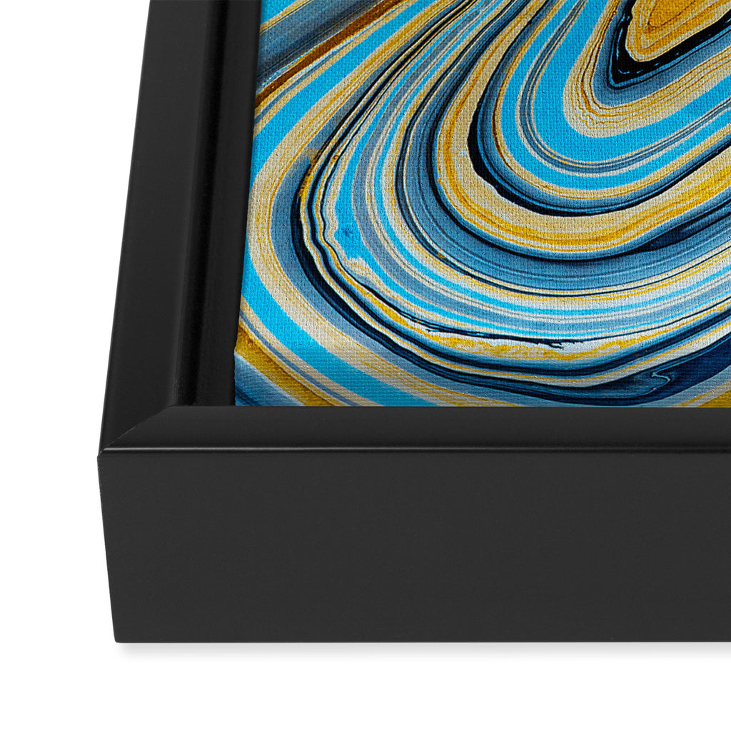 Blue marbled waves Framed Canvas Print Gallery Image 3