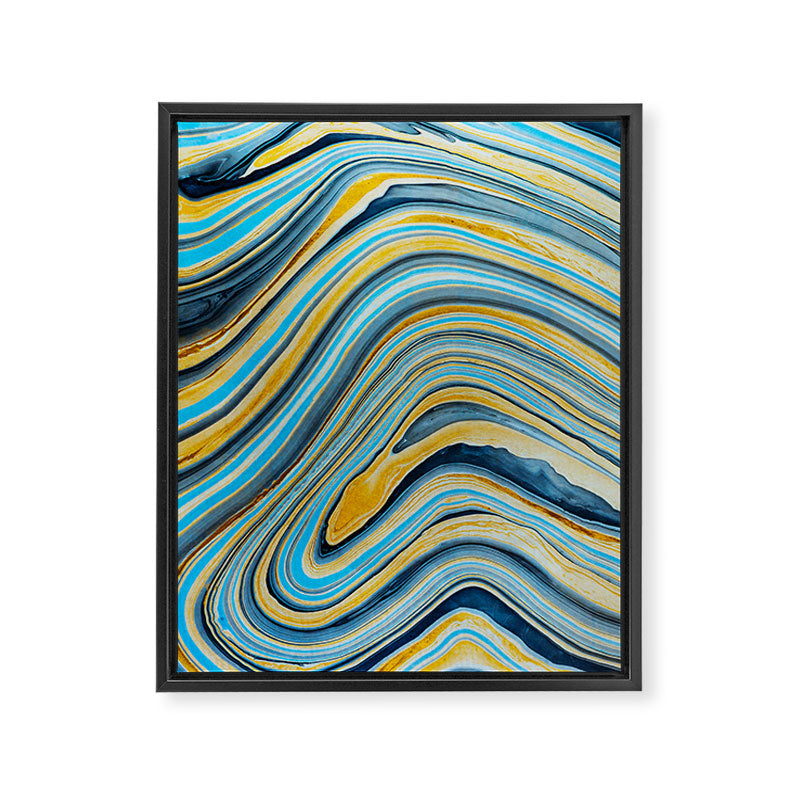 Blue marbled waves Framed Canvas Print Gallery Image 8