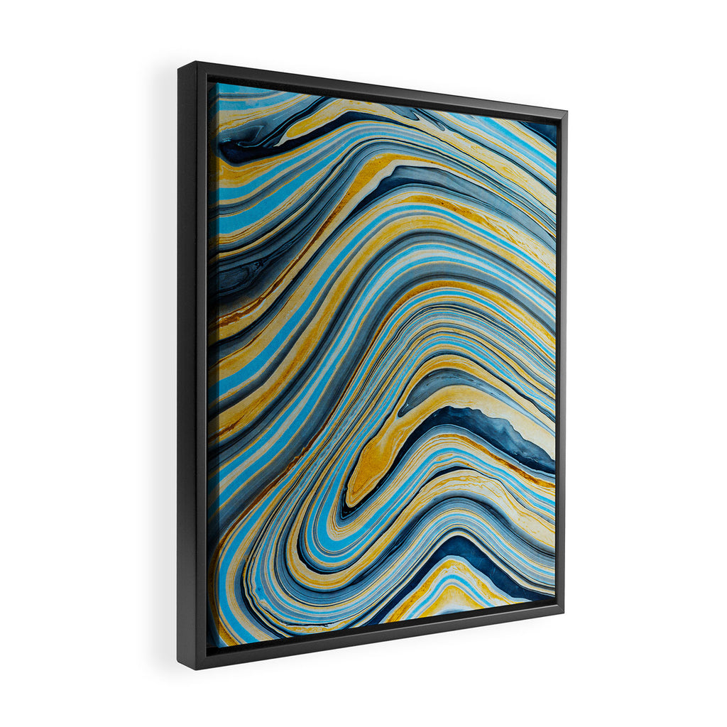 Blue marbled waves Framed Canvas Print Gallery Image 2