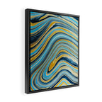 Blue marbled waves Framed Canvas Print Gallery Image 2