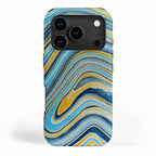 Blue marbled waves iPhone Case Gallery Image 1