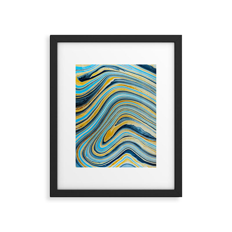 Blue marbled waves Framed Art Print Gallery Image 6