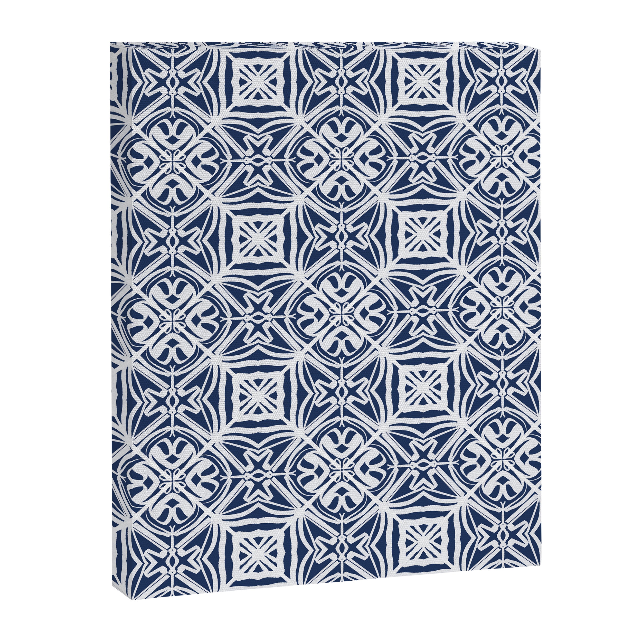 Blue tile brushstroke pattern Canvas Print Gallery Image 8