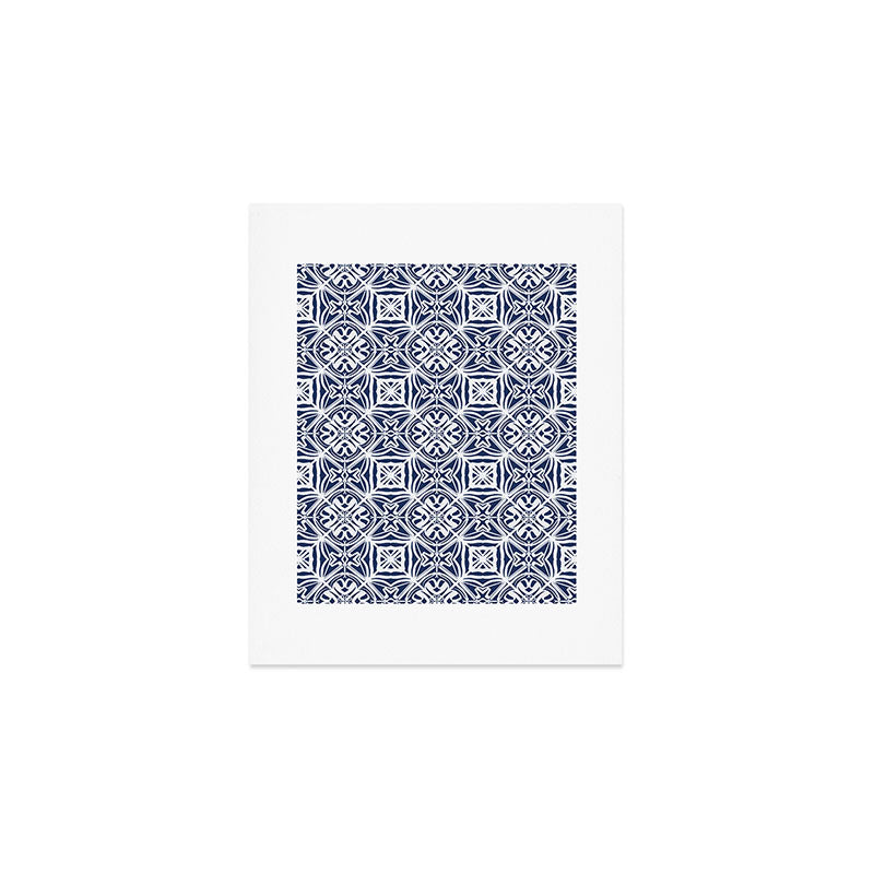 Blue tile brushstroke pattern Art Print Gallery Image 1